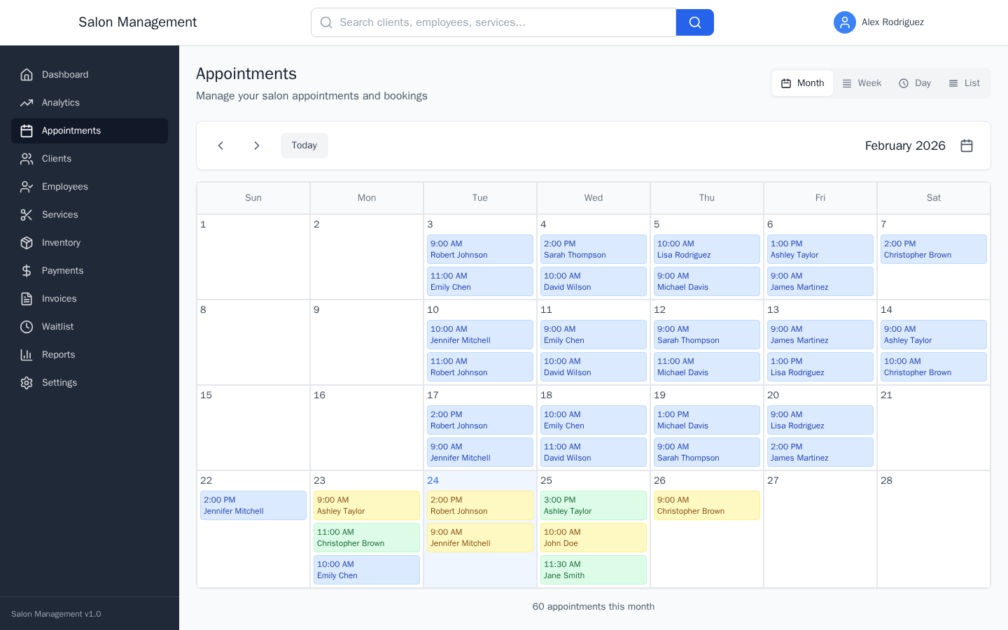 Calendar view